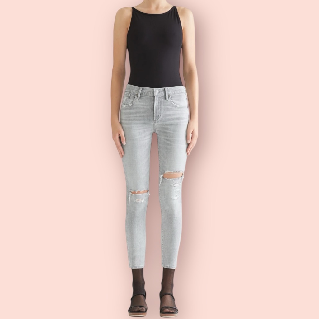 Agolde Sophie High Rise Crop Jeans In Portland Destruct